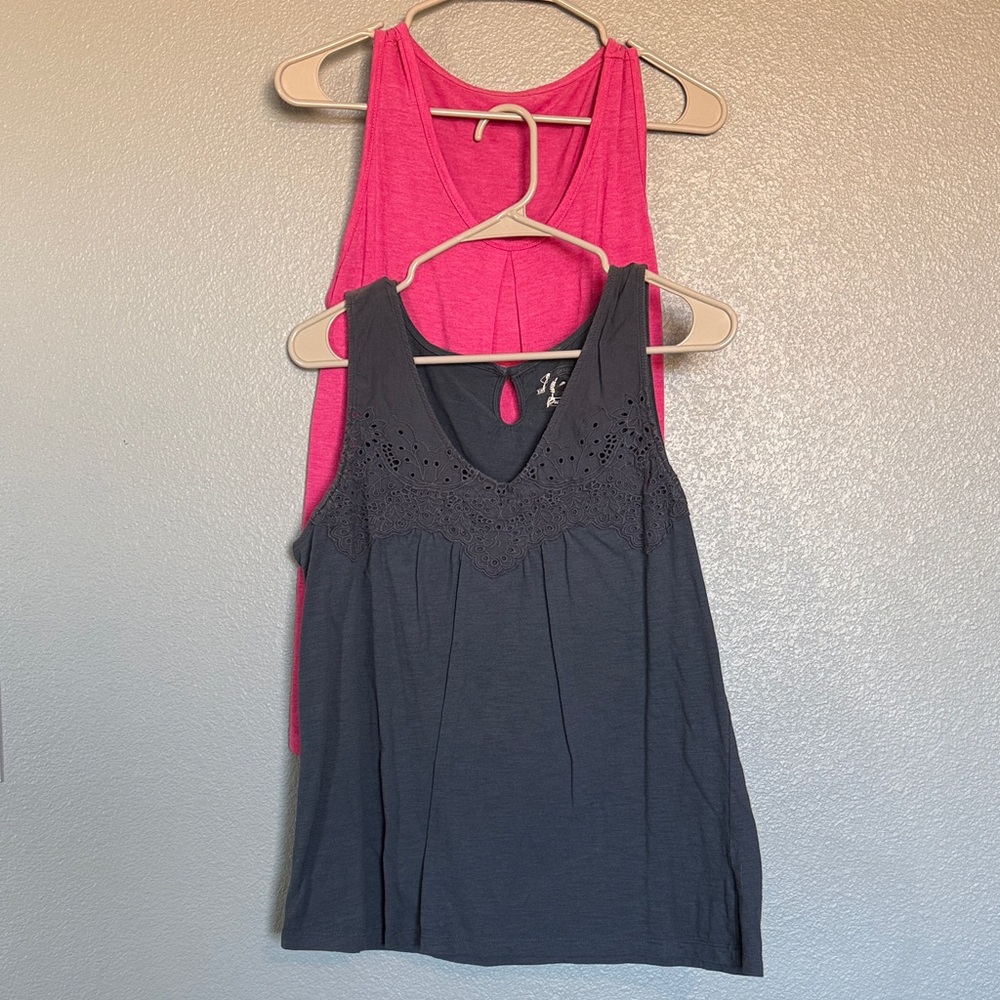 Women's Pink and Navy Sleeveless Tops Bundle Pair
